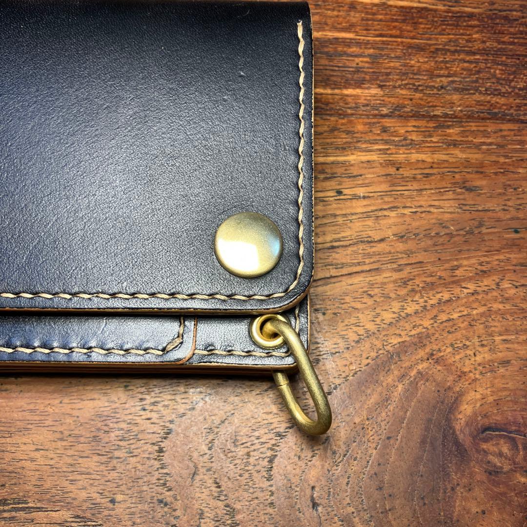 ミドルトラッカーウォレット　茶芯ブラック　国産本革　レザークラフト