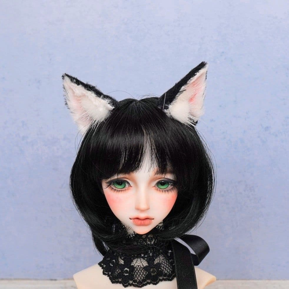 ドール用 猫耳【黒】 ケモ耳 1/3～1/4サイズ兼用 キャストドール