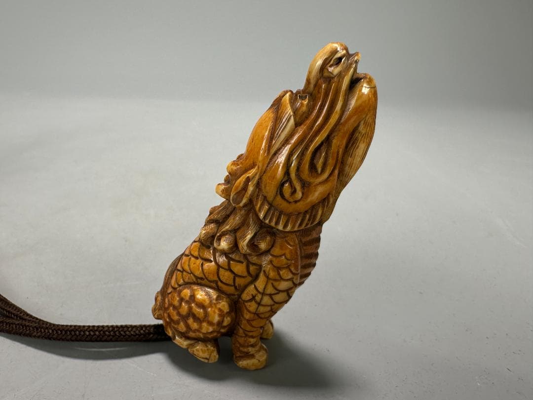 煎茶道具　茶篭　時代根付　龍根付　天然年代　時代物　古物　美品