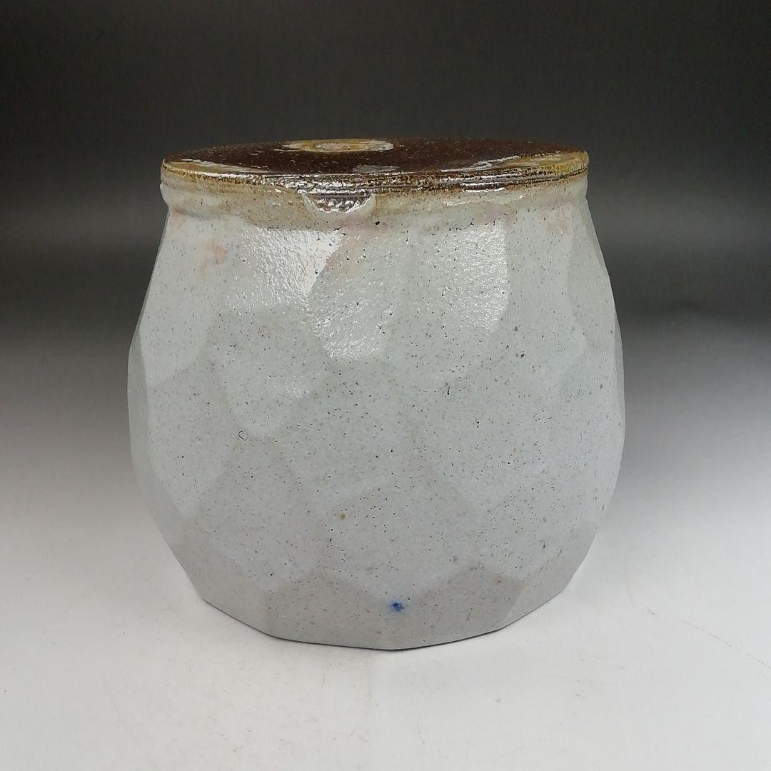 Ｗ３３０　水指　『益子焼』『白釉　水指』『薄田浩司 作』　共箱　茶道具