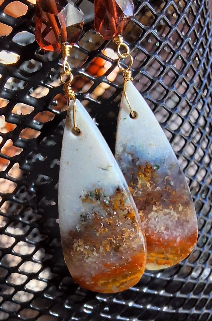 14kgf ペトリファイドウッドオパライズ　ピアス