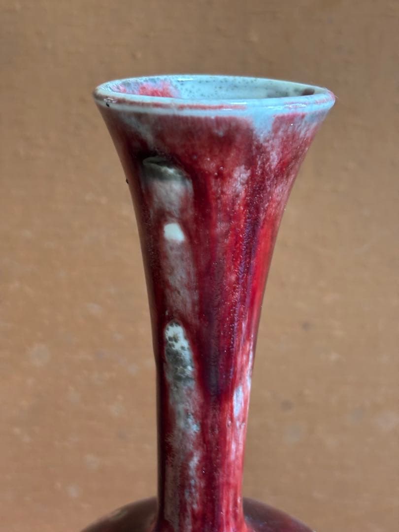 草創期元代元至正年順帝釉裏紅鶴首瓶