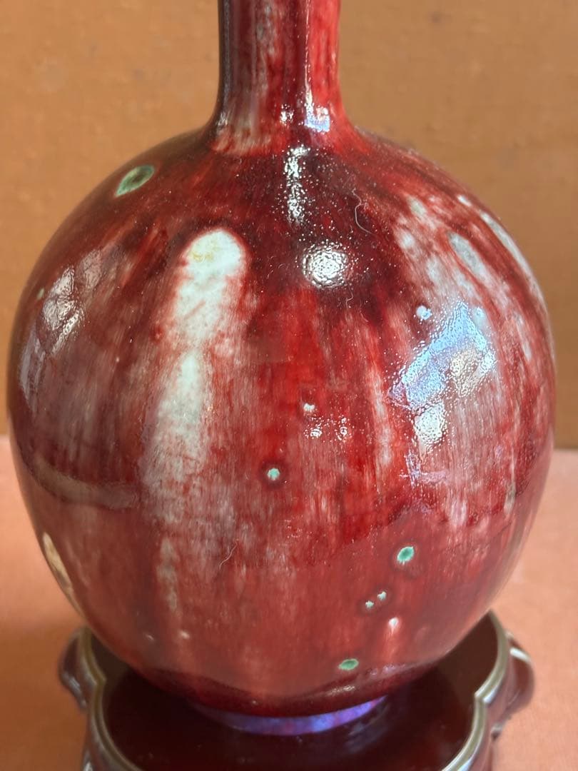 草創期元代元至正年順帝釉裏紅鶴首瓶