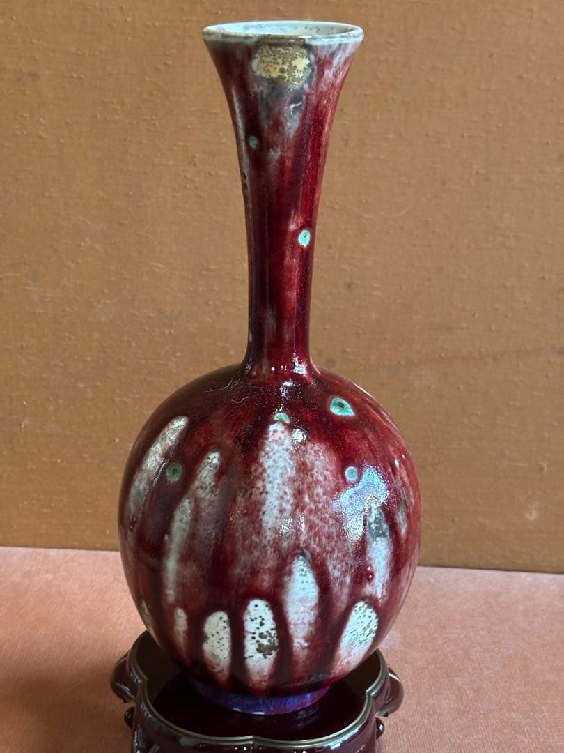 草創期元代元至正年順帝釉裏紅鶴首瓶