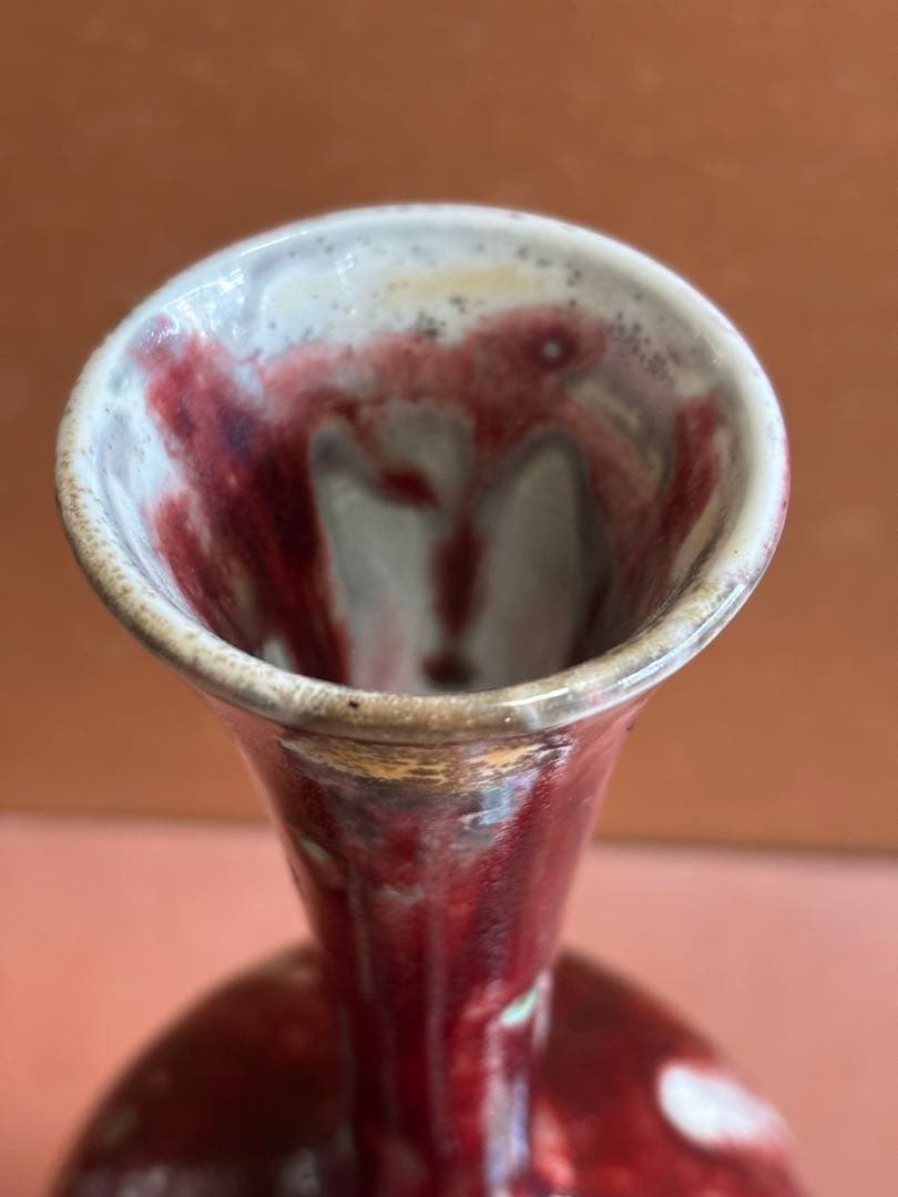 草創期元代元至正年順帝釉裏紅鶴首瓶