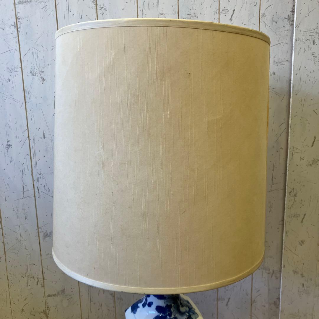 昭和レトロ 陶器製 染付 牡丹 透かし スタンドランプ フロアライト 照明器具