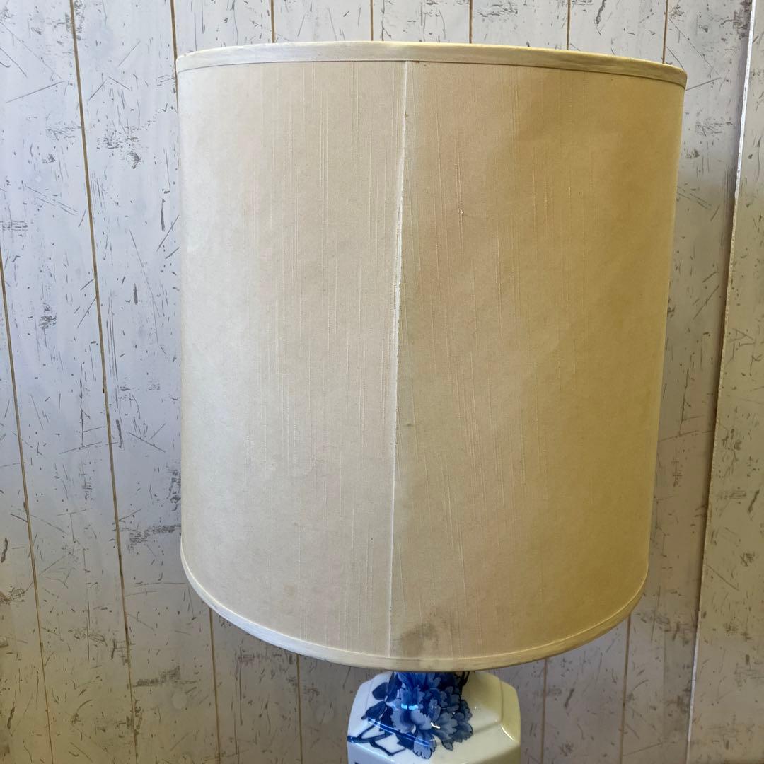 昭和レトロ 陶器製 染付 牡丹 透かし スタンドランプ フロアライト 照明器具