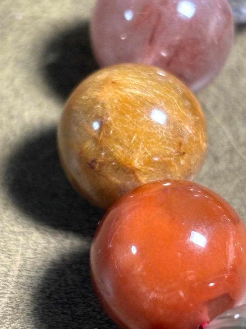 【新入荷】カラフルルチルクォーツブレスレット約15㎜大玉（新品未使用）天然石