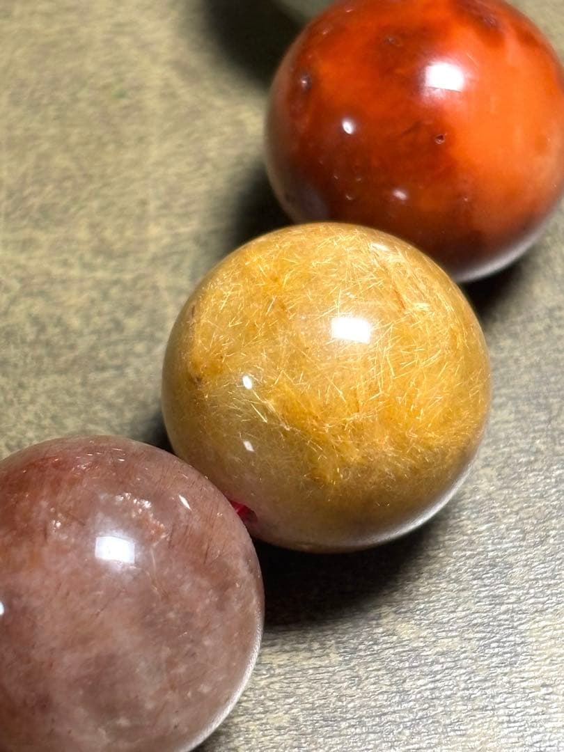 【新入荷】カラフルルチルクォーツブレスレット約15㎜大玉（新品未使用）天然石