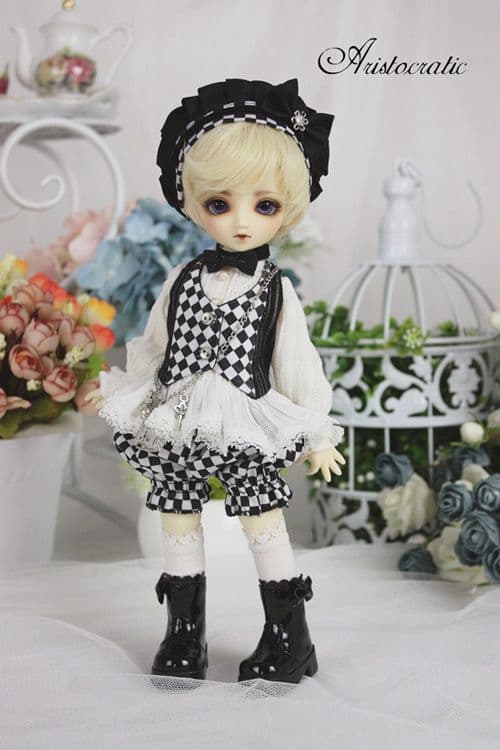 WY17 人形服 ドール服 6分 BJD洋装 白黒セット