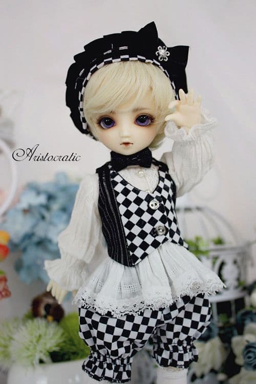 WY17 人形服 ドール服 6分 BJD洋装 白黒セット