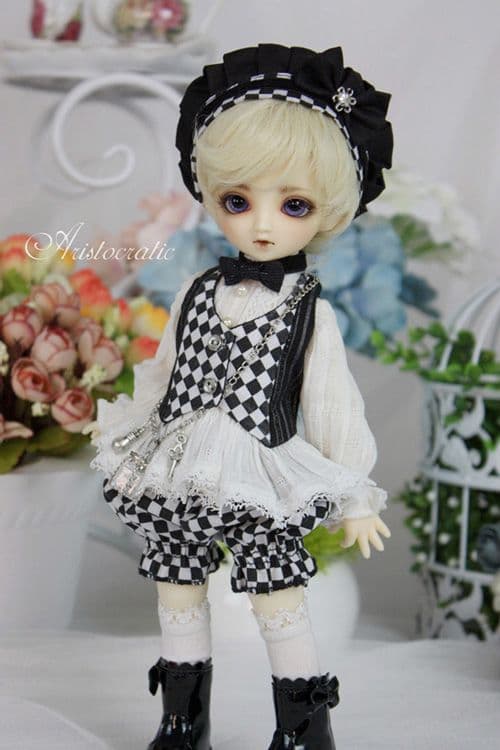 WY17 人形服 ドール服 6分 BJD洋装 白黒セット