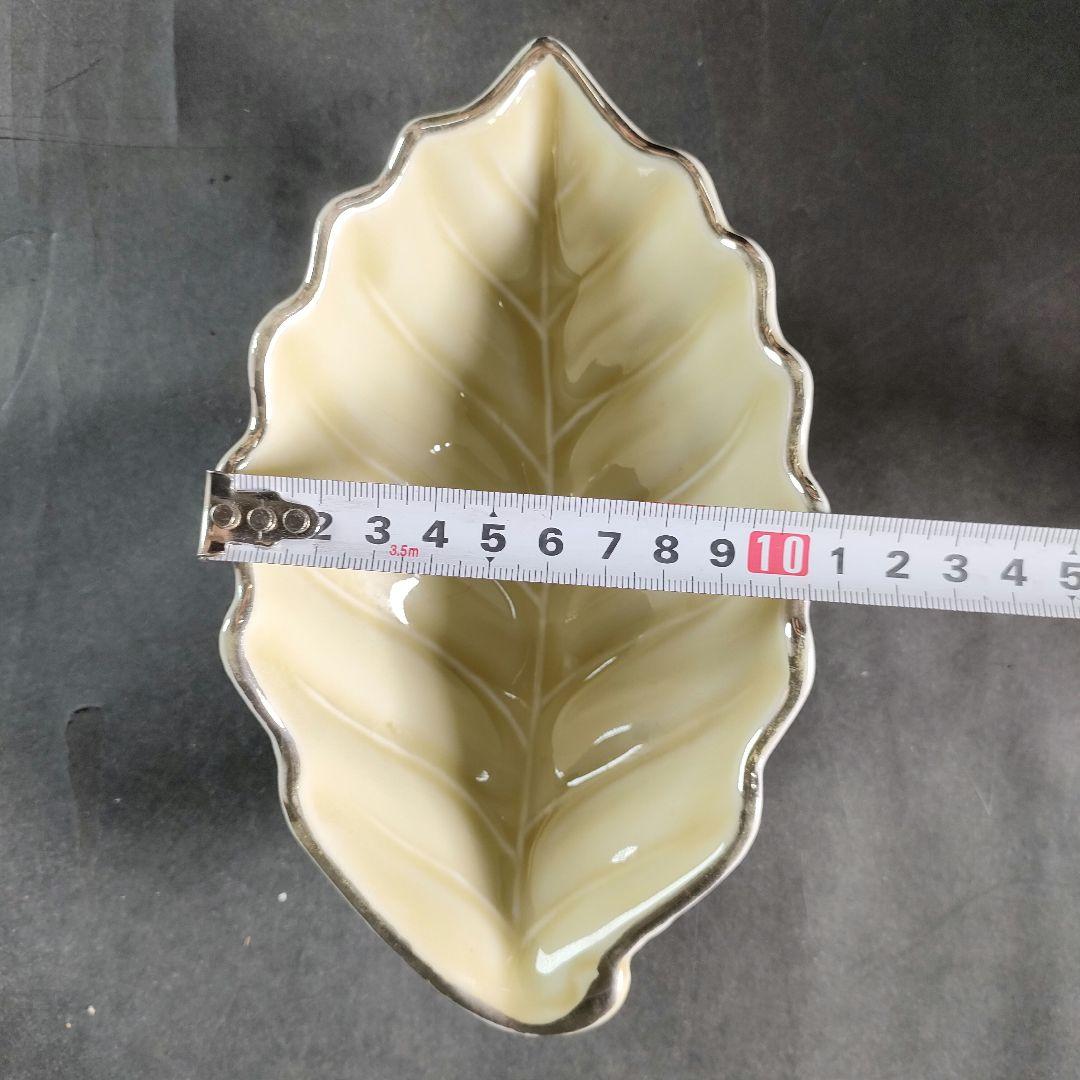 C13-2/在銘/プラチナ縁 刺身皿大9客・小11客/共箱/葉形皿/小皿/向付
