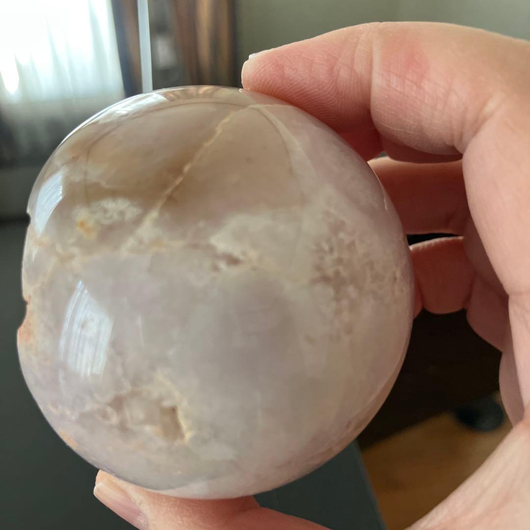 コレクションに！ピンクアメジスト　スフィア　天然石置物　D167