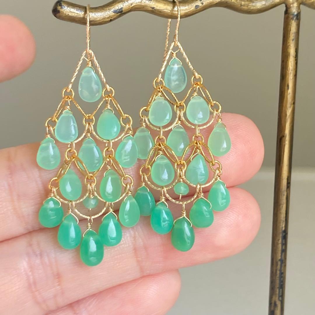 クリソプレーズのシャンデリアピアス