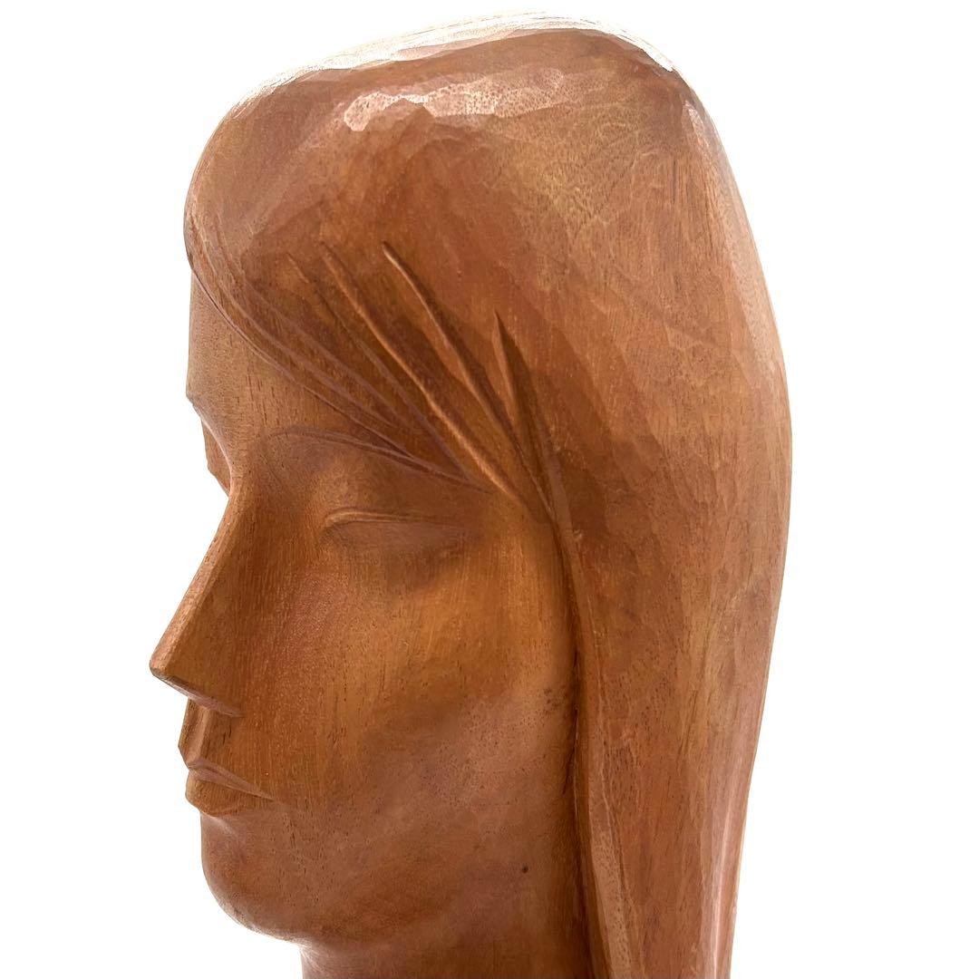 彫刻家 尾形喜代治 木彫 少女 やすらぎ 芸術 オブジェ 箱あり アンティーク