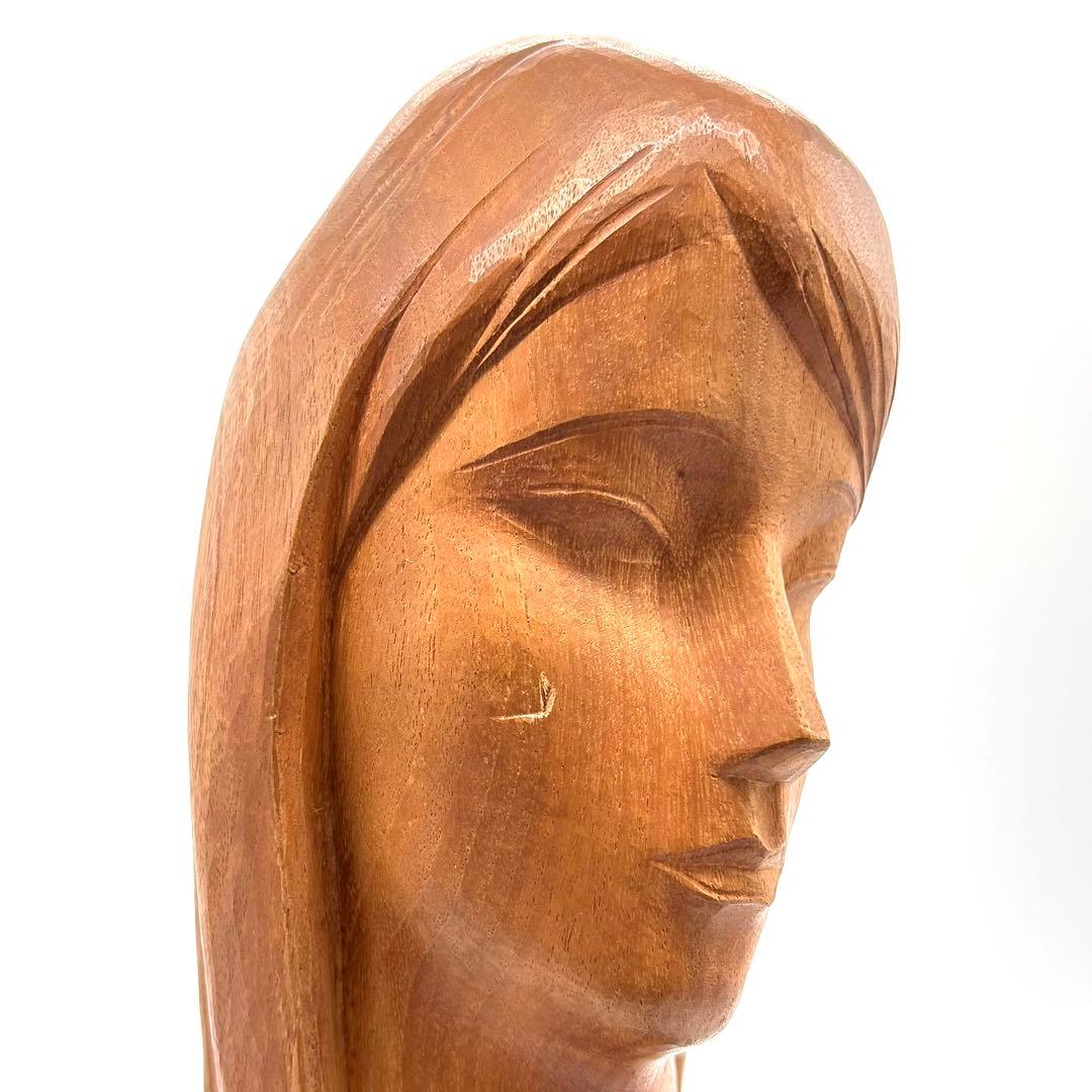 彫刻家 尾形喜代治 木彫 少女 やすらぎ 芸術 オブジェ 箱あり アンティーク