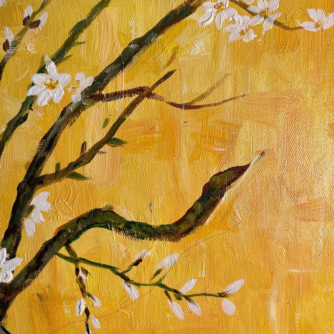 ★秀作★ 手書き油絵 ゴッホ 花咲くアーモンドの枝 絵画 額付き 油彩画