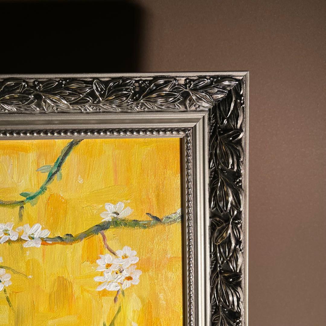 ★秀作★ 手書き油絵 ゴッホ 花咲くアーモンドの枝 絵画 額付き 油彩画