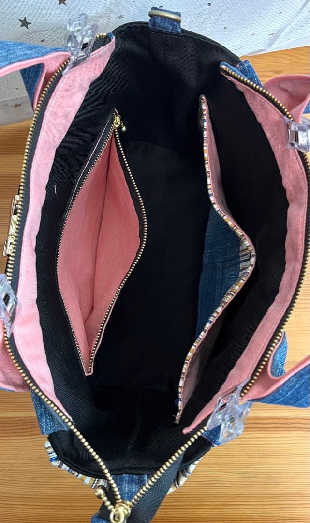 デニムリメイクバッグ（M）No.784☆ハンドバッグ　ショルダーバッグにも！