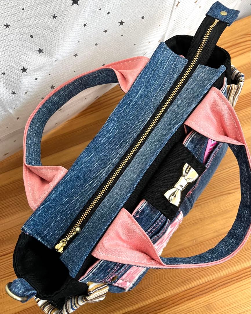 デニムリメイクバッグ（M）No.784☆ハンドバッグ　ショルダーバッグにも！