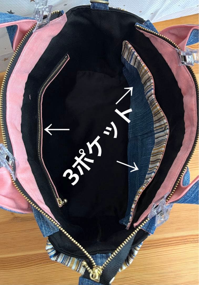 デニムリメイクバッグ（M）No.784☆ハンドバッグ　ショルダーバッグにも！