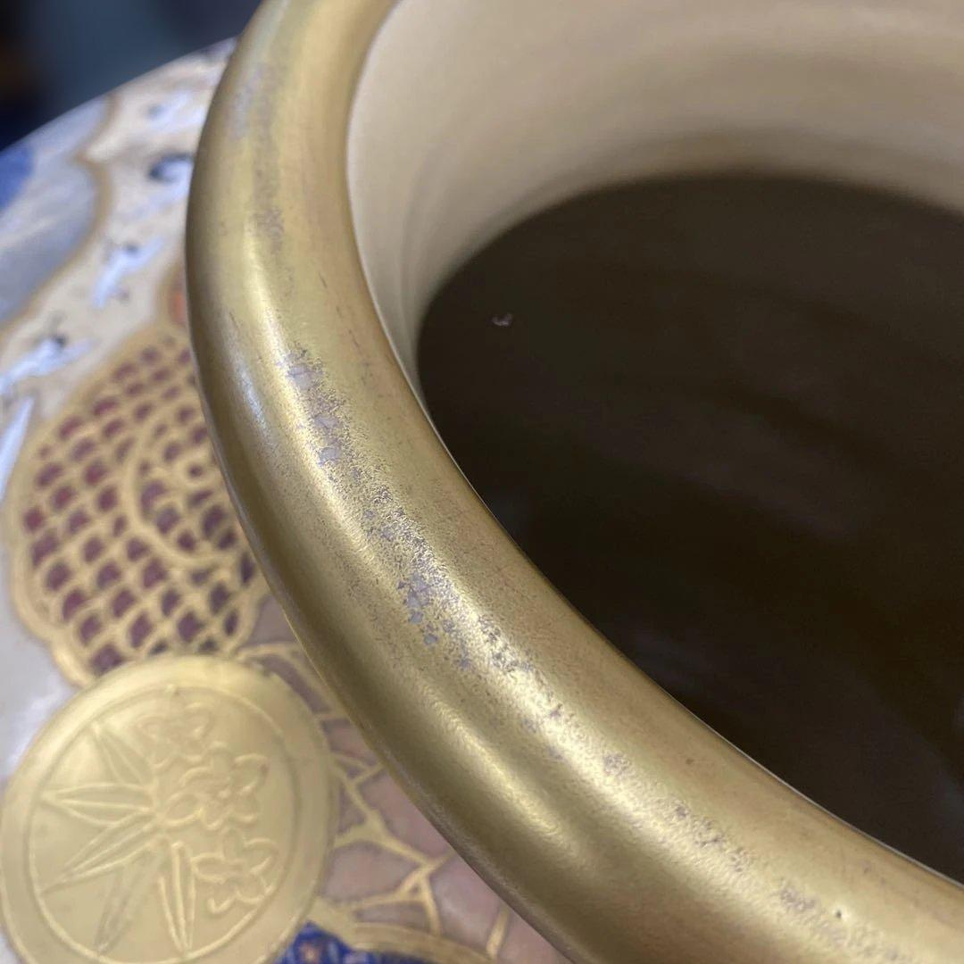時代名品 薩摩焼 金襴手 飾壺 花器 特大約62cm