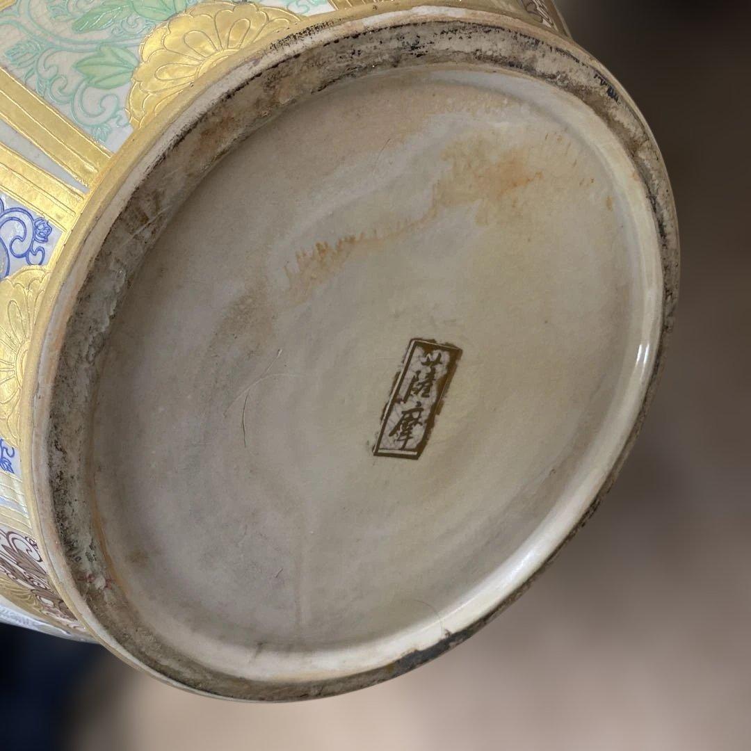 時代名品 薩摩焼 金襴手 飾壺 花器 特大約62cm