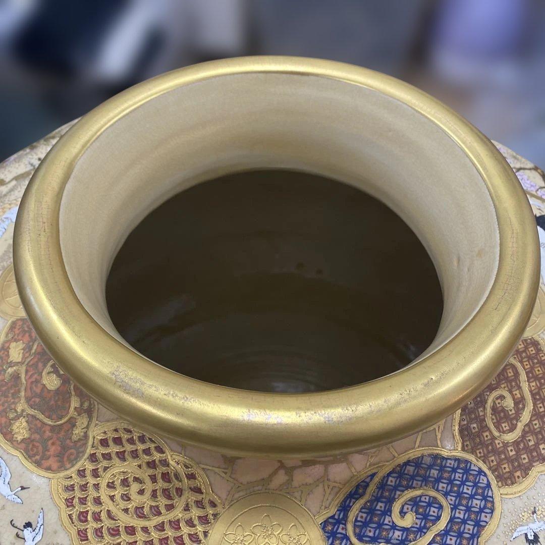 時代名品 薩摩焼 金襴手 飾壺 花器 特大約62cm