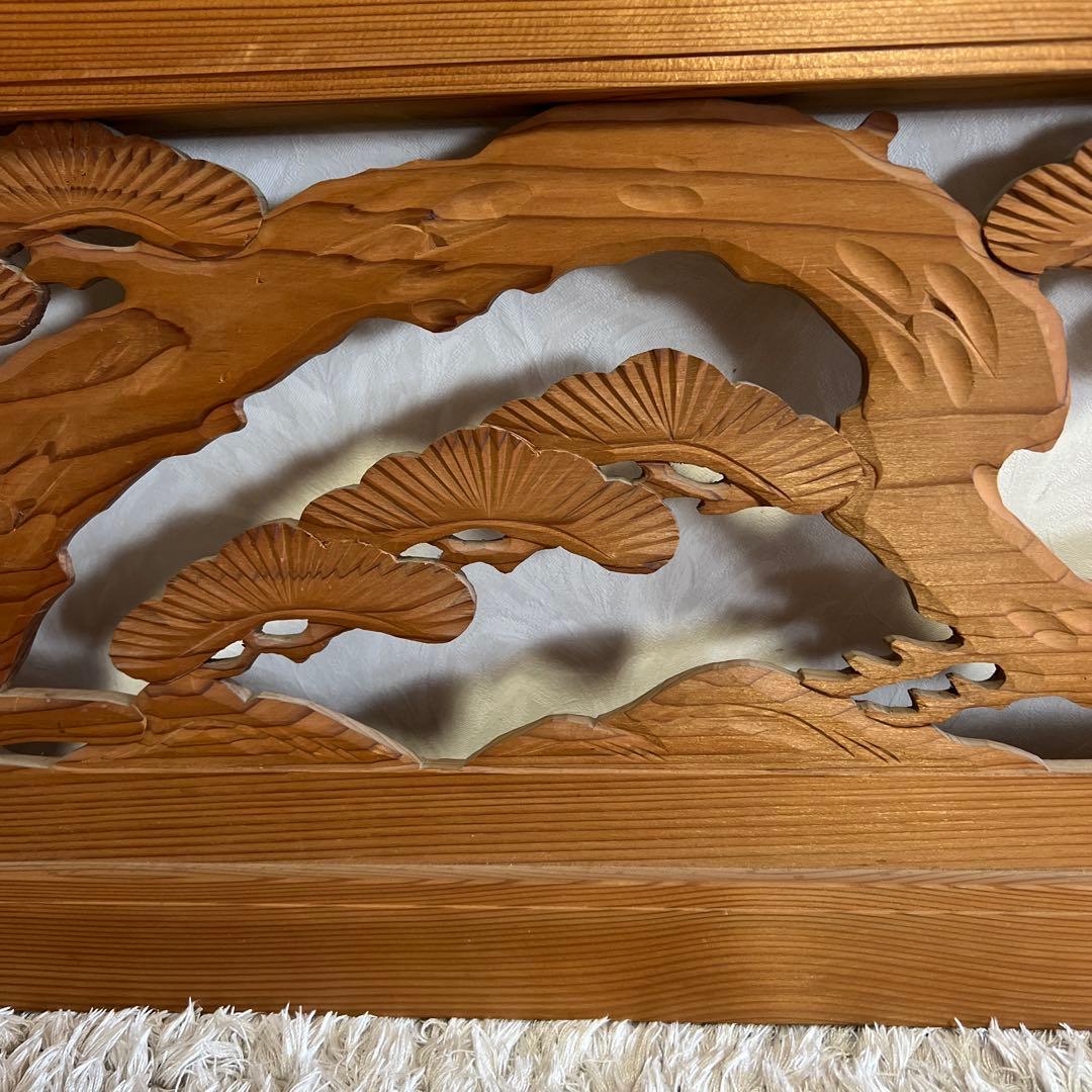 欄間らんま 古民家取壊し品 松と鶴の手彫り彫刻 建具 DIY