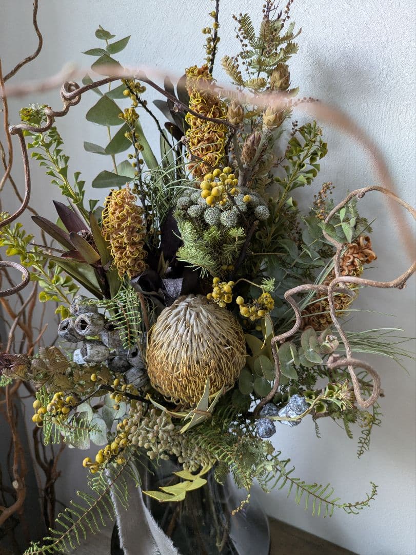 ドライフラワー　スワッグ　インテリア　バンクシア