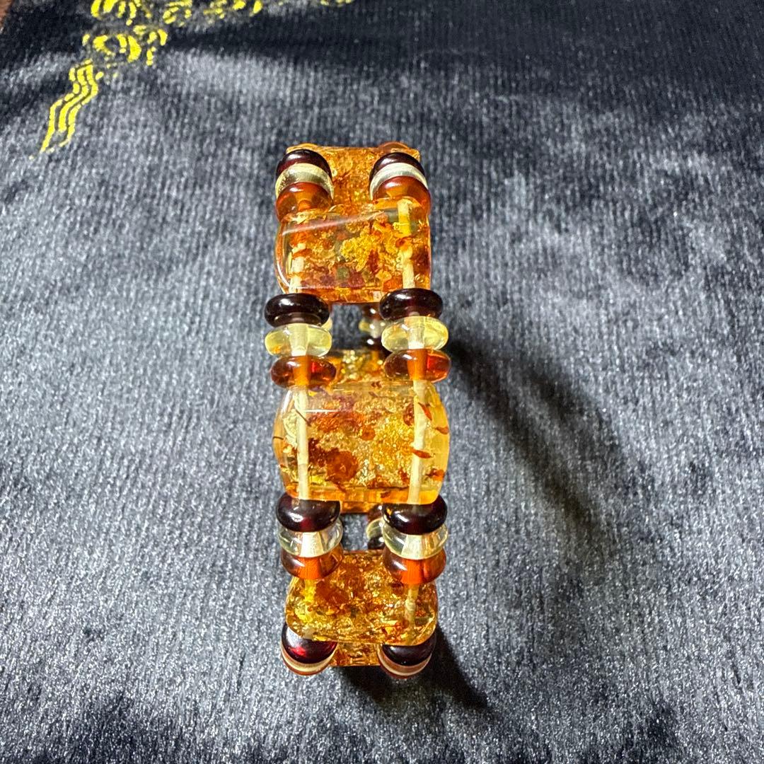 ハンドメイド　バルト海産　アンバー　琥珀　バングル