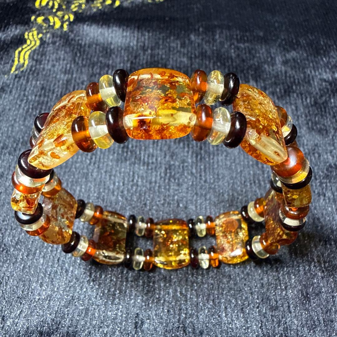 ハンドメイド　バルト海産　アンバー　琥珀　バングル