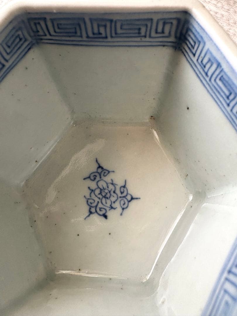 染付　六角　小鉢　湯呑　火入？