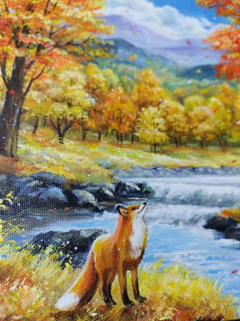 ぷ*あ様 【秋晴れの日】アクリル画 F3 風景画 絵画