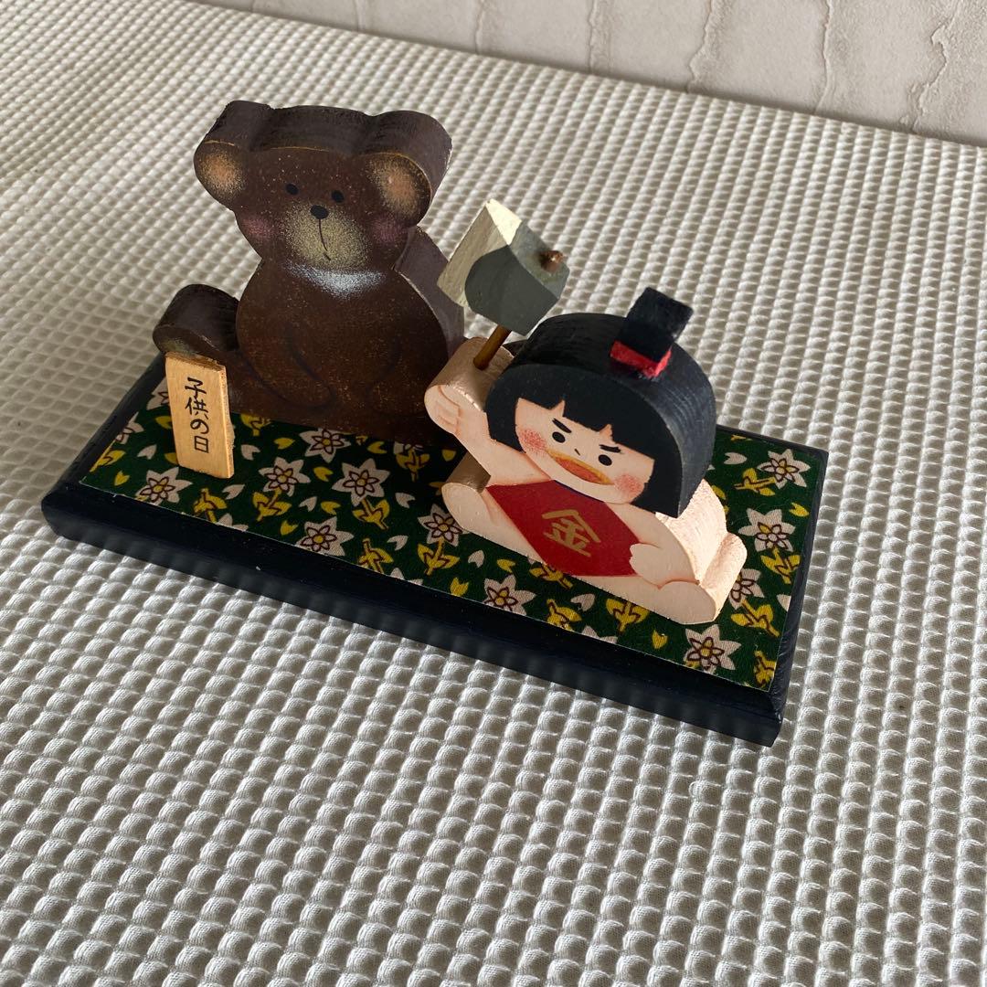 カントリー雑貨　金太郎とくまさん　チューリップポット　コロコロスタンド