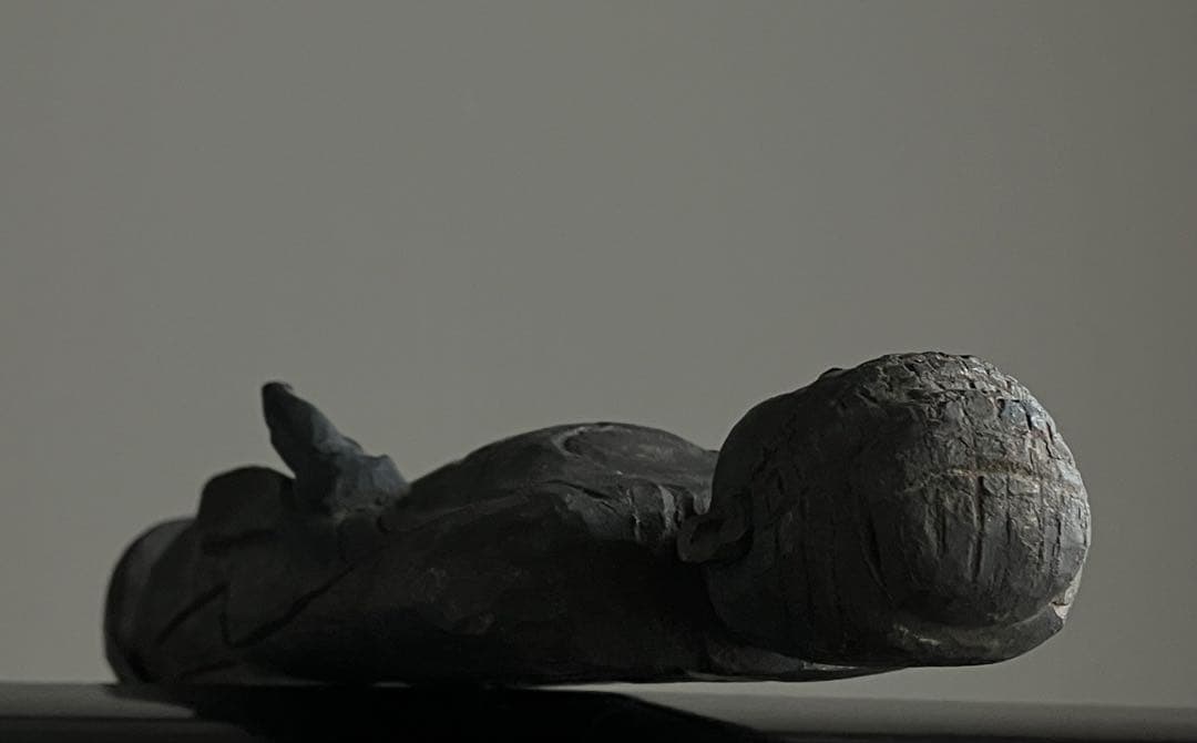 【禁欲的大作 民間如来立像 木彫 約35㎝ 江戸後期頃】仏像民間信仰郷土資料美術