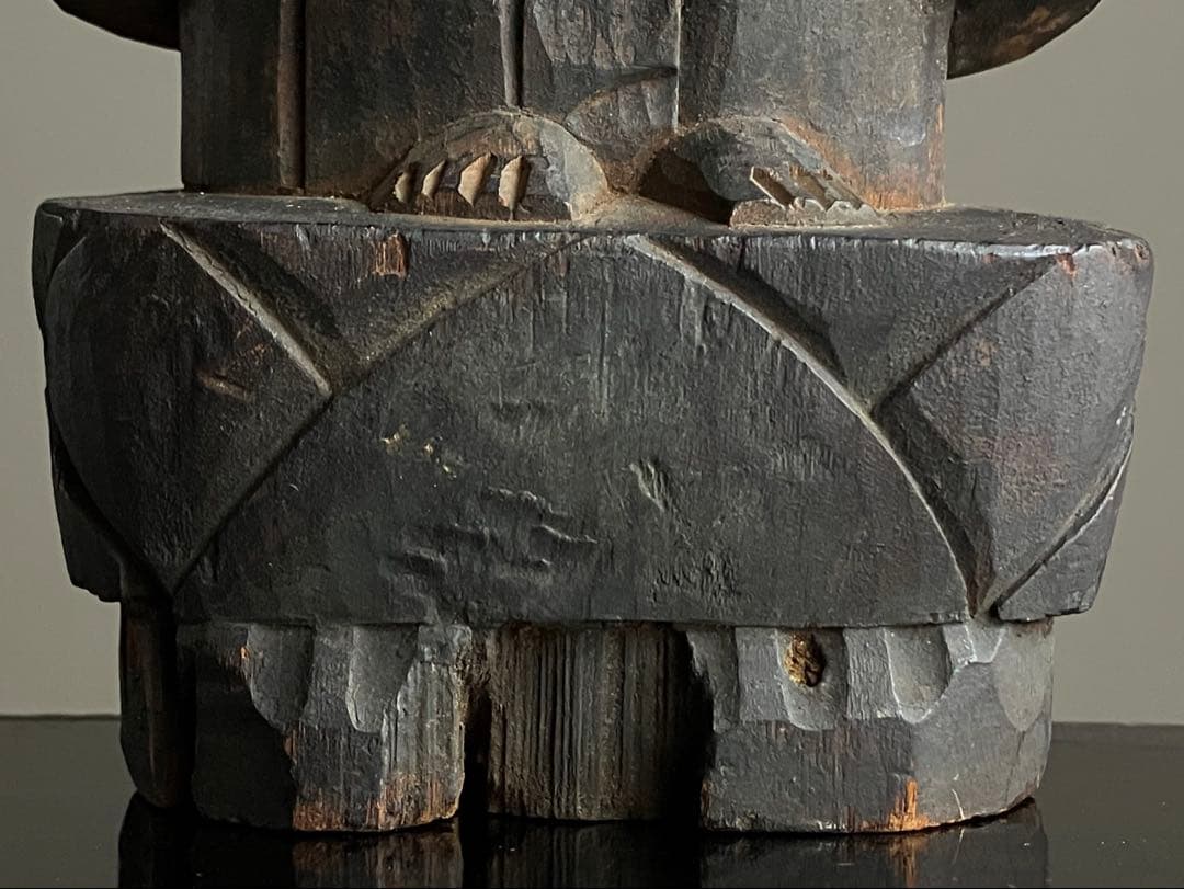 【禁欲的大作 民間如来立像 木彫 約35㎝ 江戸後期頃】仏像民間信仰郷土資料美術