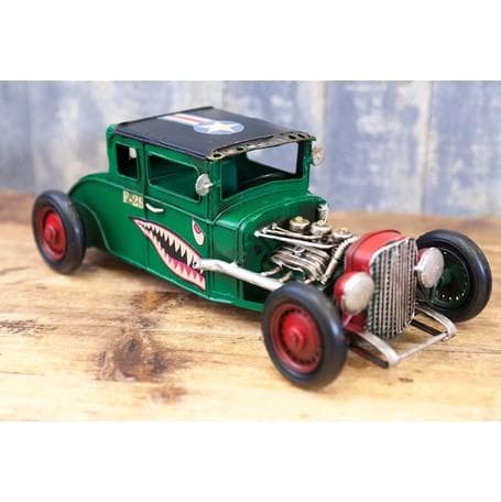 送料込み　ビンテージ スポーツカー GREEN HOT ROD　アンティーク風