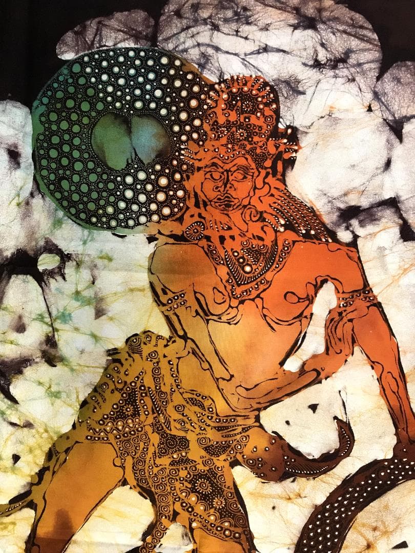ガルーダに乗るキリスト （バティック、染色画）