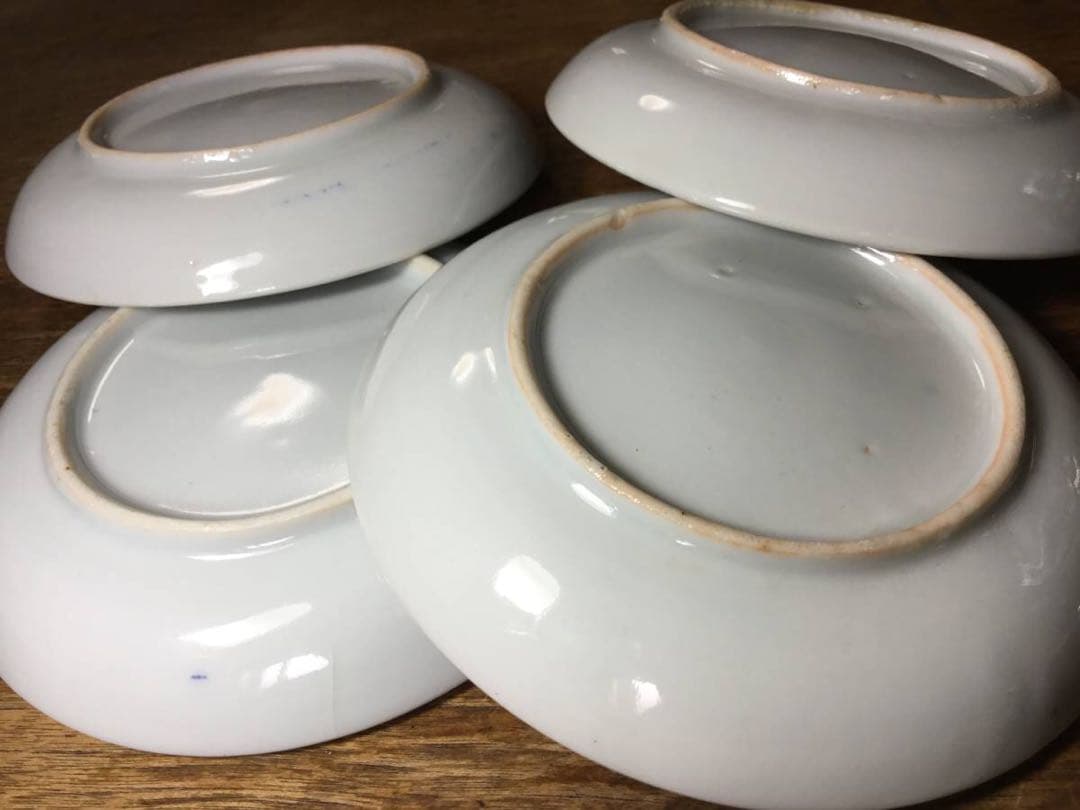 図変わり印判皿●野良仕事 ４枚●馬 干支 午年 古伊万里 おもしろ柄 小皿 豆皿