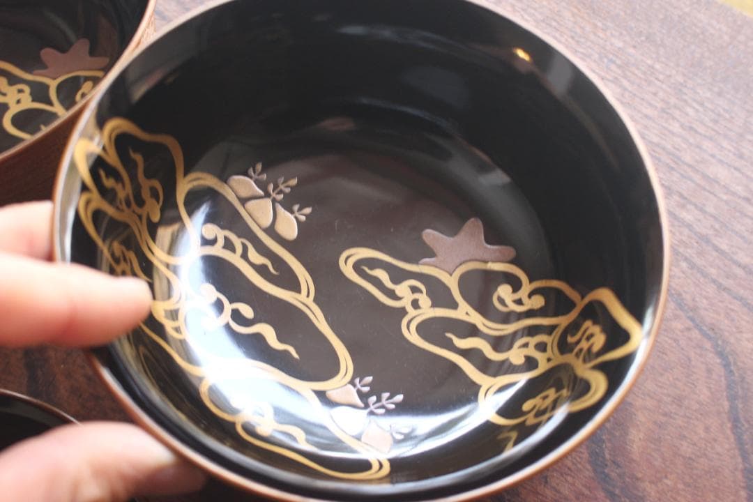 時代逸品！風情ある千筋糸目挽きに優美な桐文蒔絵の映える煮物椀２点（検雑煮椀
