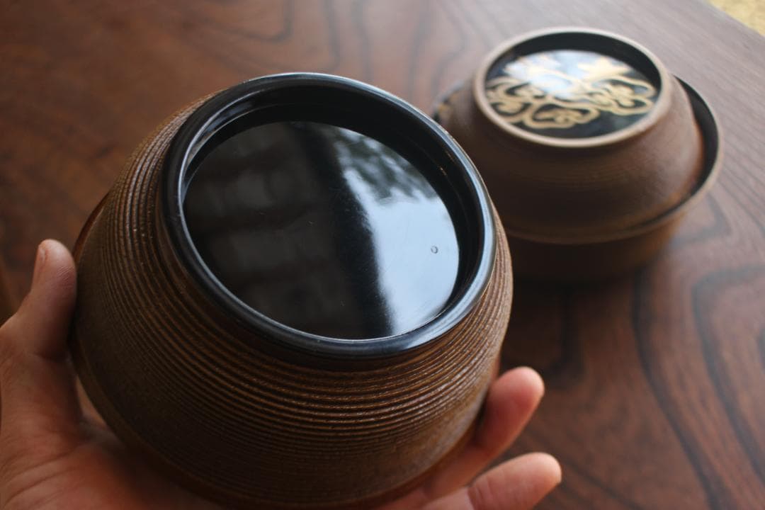 時代逸品！風情ある千筋糸目挽きに優美な桐文蒔絵の映える煮物椀２点（検雑煮椀