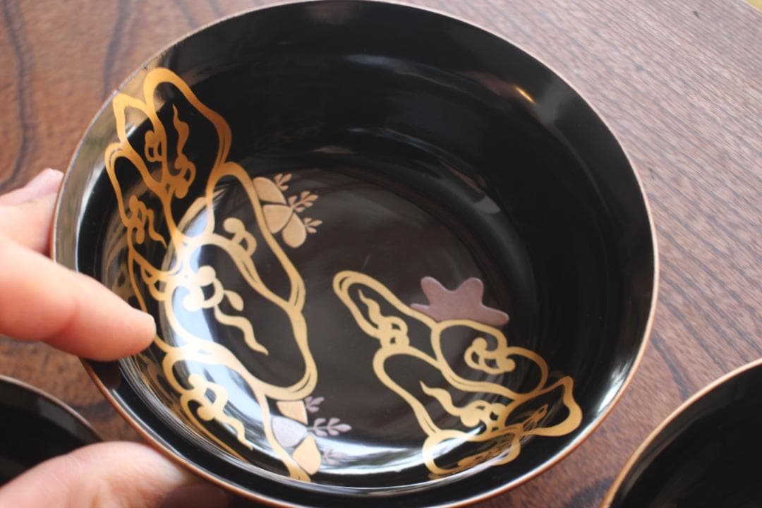 時代逸品！風情ある千筋糸目挽きに優美な桐文蒔絵の映える煮物椀２点（検雑煮椀