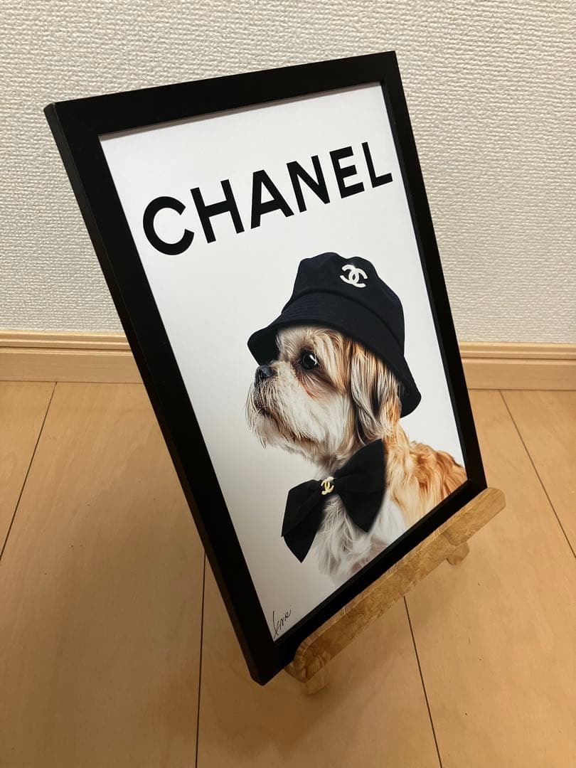 CHANEL type☆オマージュアートインテリアポスター＃465★シーズー犬