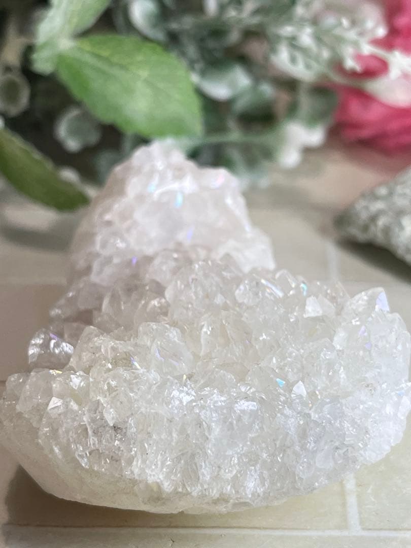 天からの祝福✨　アナンダライト　水晶　レインボークォーツ　原石　クラスター