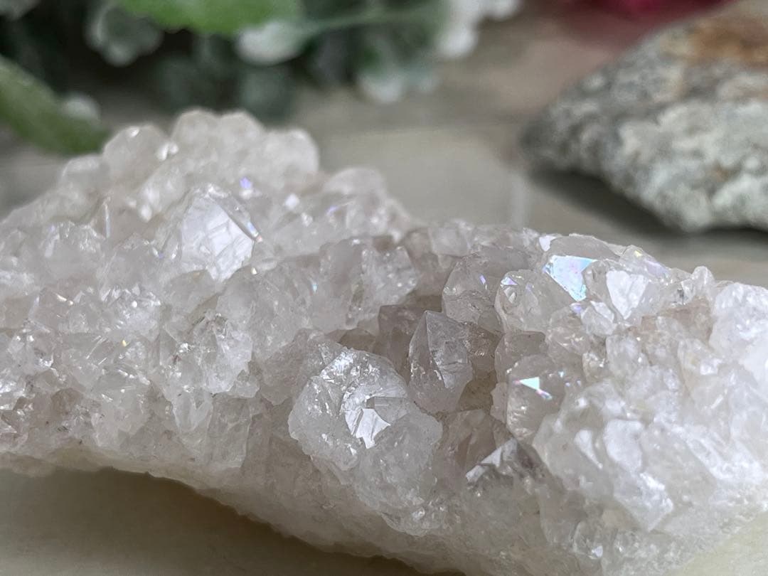 天からの祝福✨　アナンダライト　水晶　レインボークォーツ　原石　クラスター