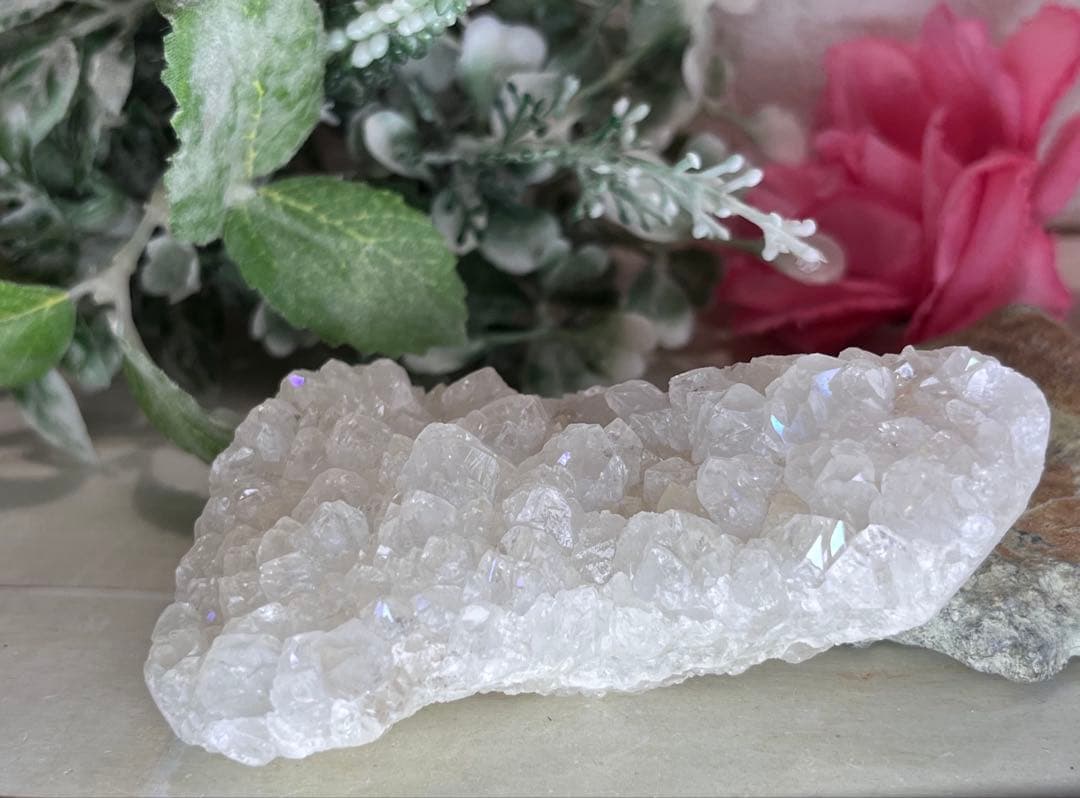 天からの祝福✨　アナンダライト　水晶　レインボークォーツ　原石　クラスター