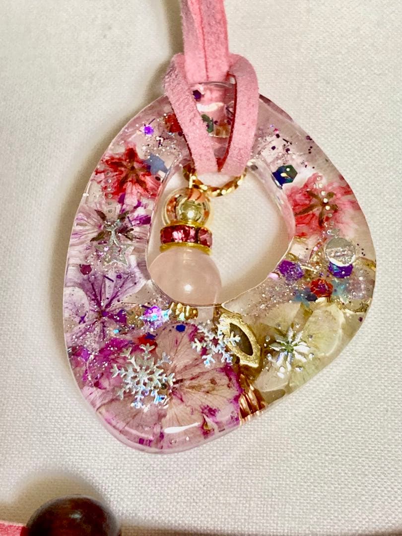 【N.655】ハンドメイドネックレス　オルゴナイト 薔薇 ローズクォーツ