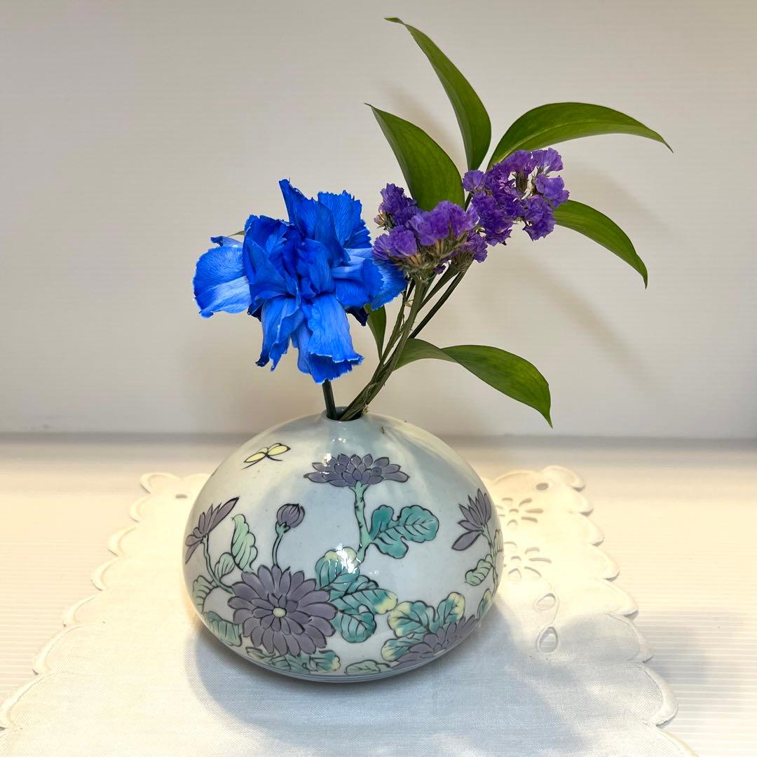 SALE⭐︎佐藤走波 染錦 花蝶 油壺 一輪挿し